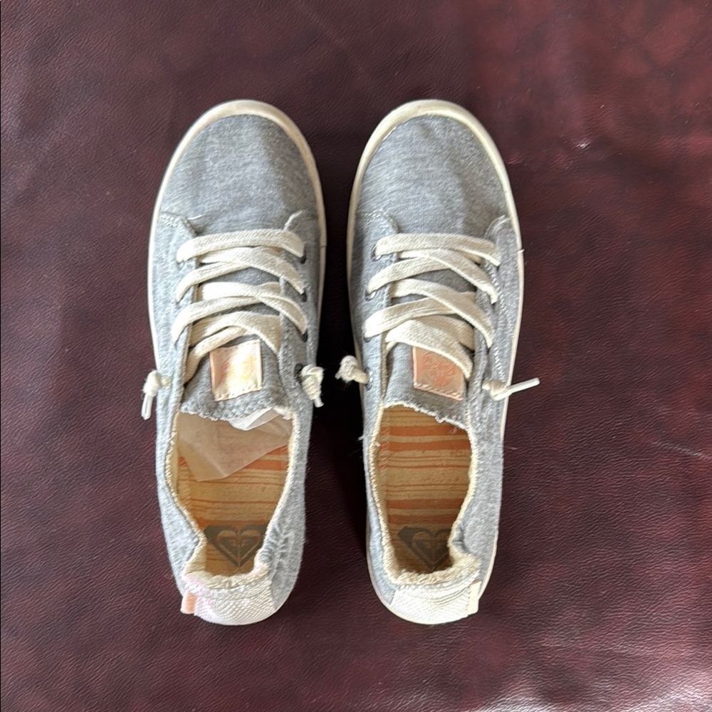 Roxy Gray and Cream Sneakers Comfortable Canvas Casuals